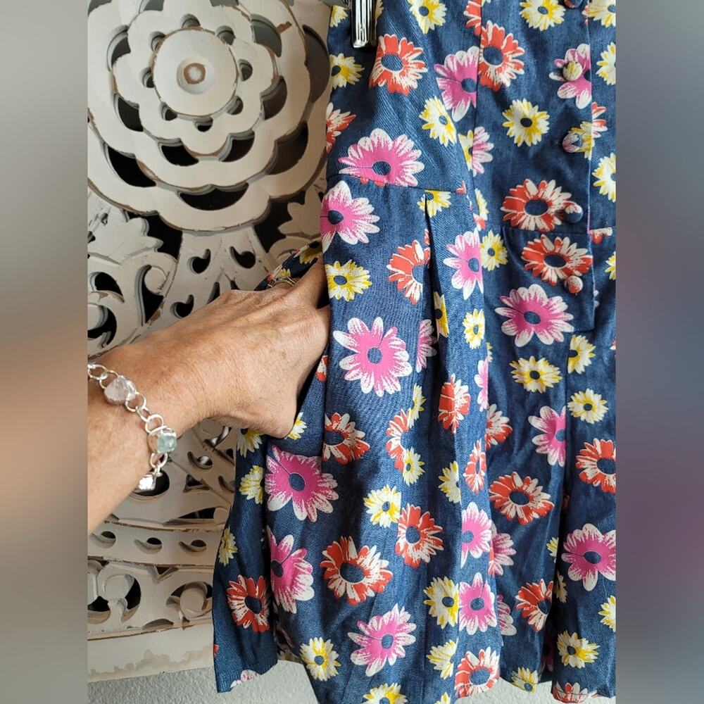 VANESSA MOONEY Venus Blue White Daisy Floral Cotton Romper Boho Feminine NWT S - Picture 5 of 16